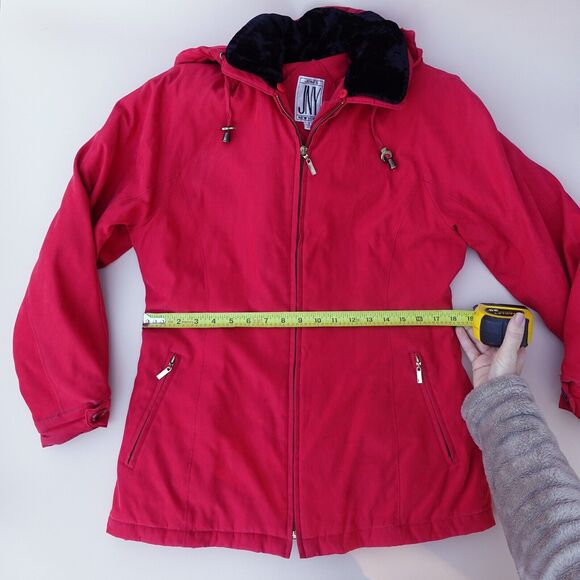 Vintage JNY Jones New York Jacket Women's S Red Removable Hood Full Zip 90s - Picture 7 of 15